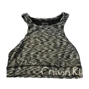 Calvin Klein Gray Black Space Dye Performance Dry Sports Bra Size Medium